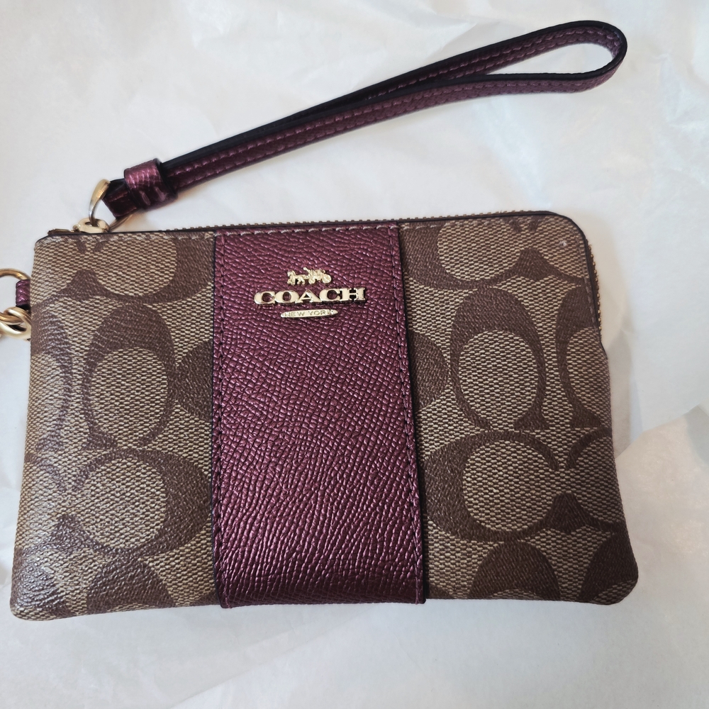 Coach Brown and Purple Wristlet